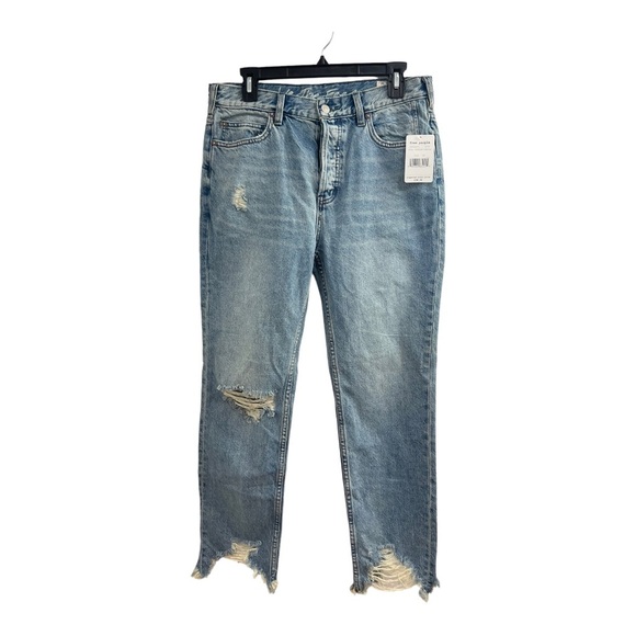 We The Free Denim - - Free people true vintage indigo jean midi rise distressed 28 NWT